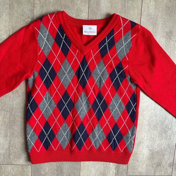 New Hanna Andersson 110 Boys V-Neck Argyle formal Sweater long 100% cotton soft - Picture 12 of 16